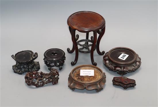 A group of seven Chinese carved wood stands, 19th / 20th century